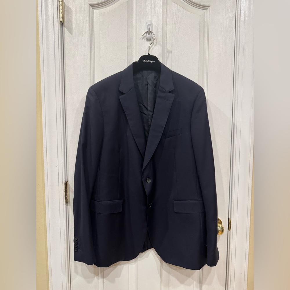Salvatore Ferragamo Men Navy Blue Blazer 56 100% wool